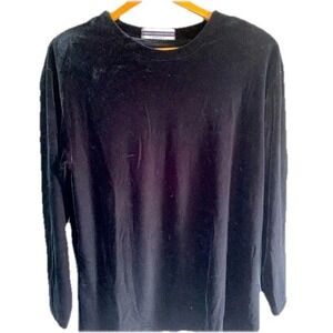 Amanda Smith Petites Long sleeve black velvet tunic top size 10P whimsigoth